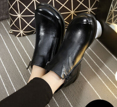 Short Flat Heels Shoes Genuine Leather 