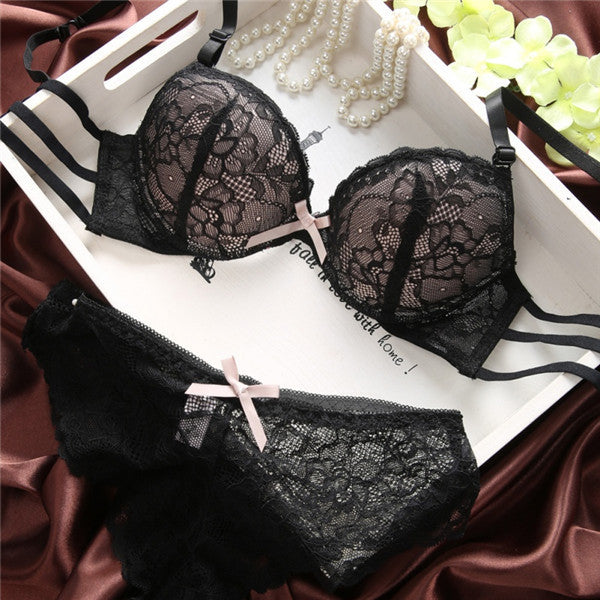 Deepwonder Brand Underwear Women Bra Set Lingerie Set Luxurious Vintage  Lace Embroidery Push Up Bra And Panty Set