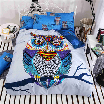 4 3 Pcs Cotton Bedding Kids Owl Boys Girls Bedding Set 3d Bed