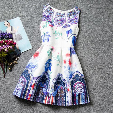 Summer Style Dresses For Girl Butterfly Flower Printed Sleeveless Form ...
