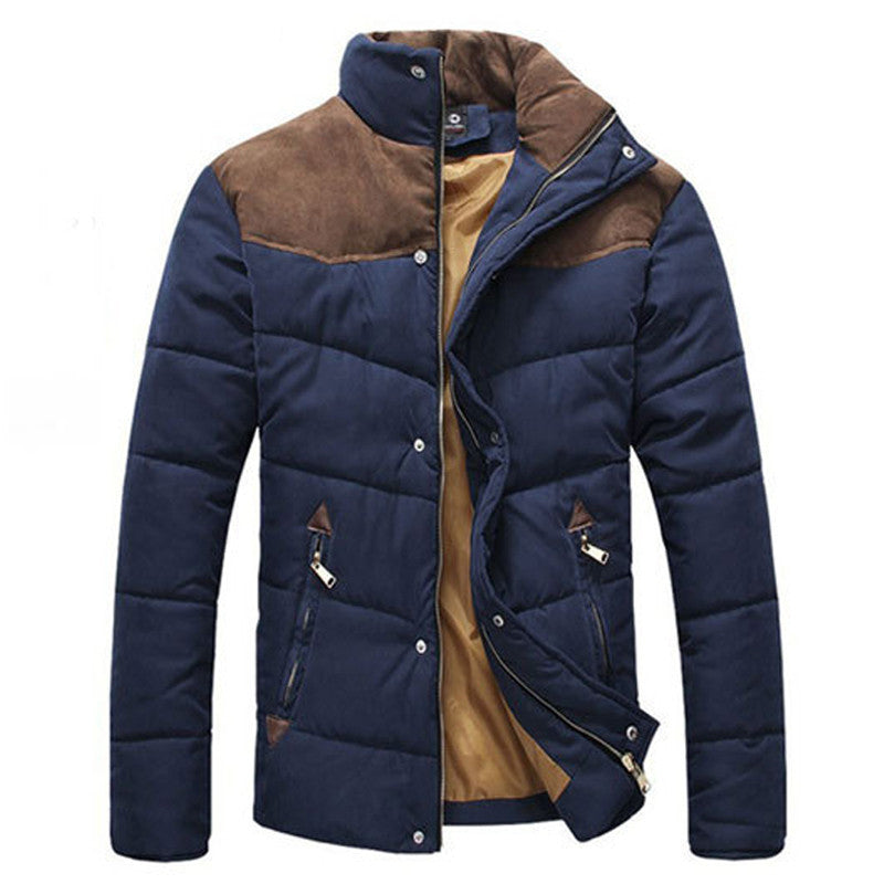 Men Winter Splicing Cotton-Padded Coat Jacket Winter Plus Size Parka H ...