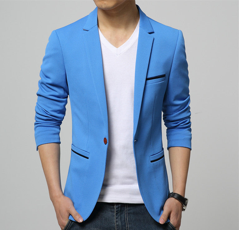 Blue Cotton Men Casual Slim Fitted Blazer Jacket at Rs 1500/piece