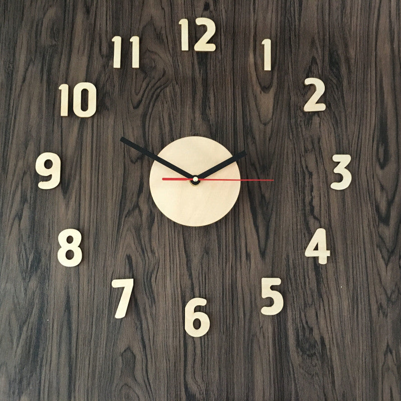 DIY Wall Clock Adhensive Wooden Surface Large Number Wall ...