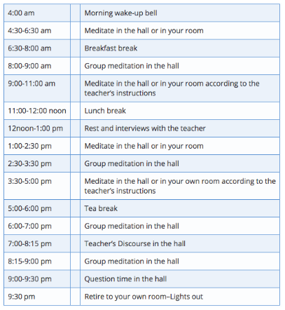 meditation schedule