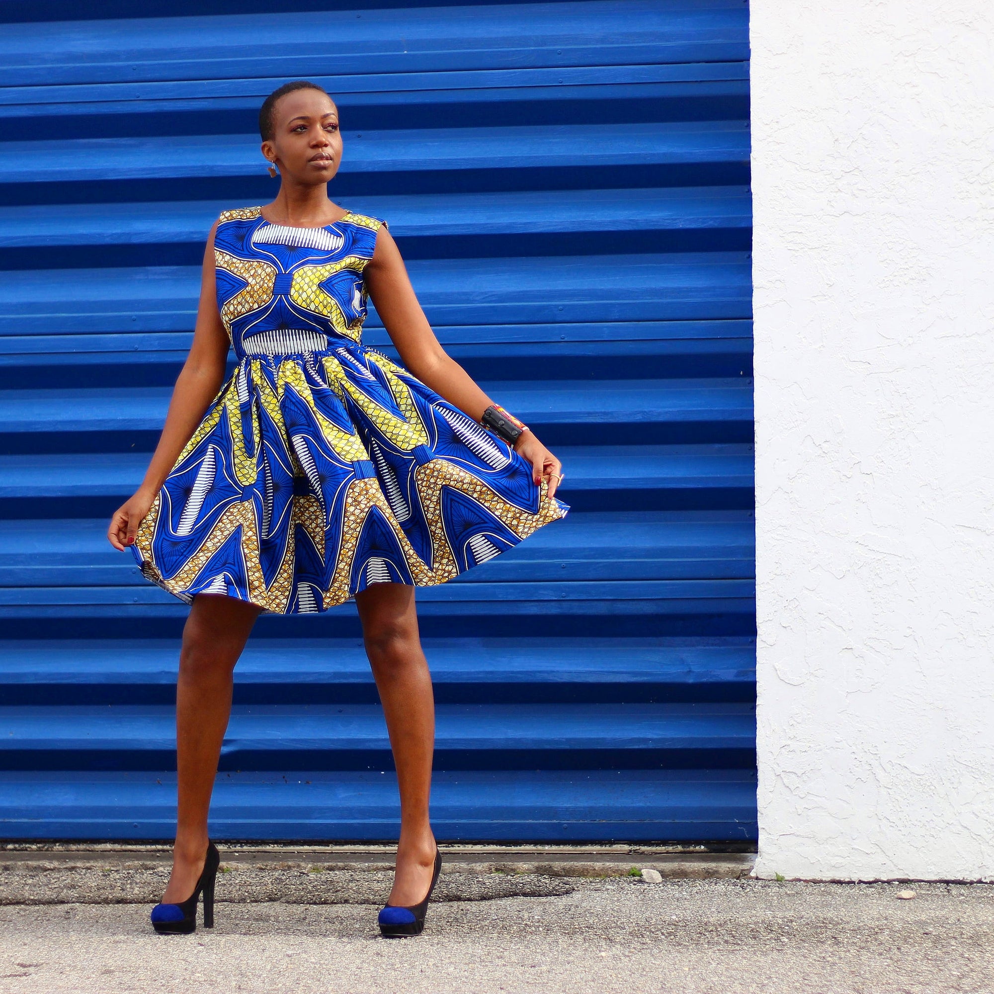 blue & yellow dress