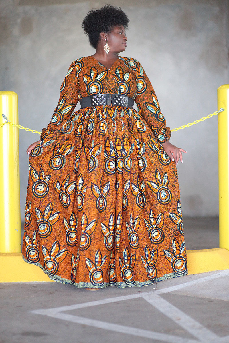 orange african print dresses