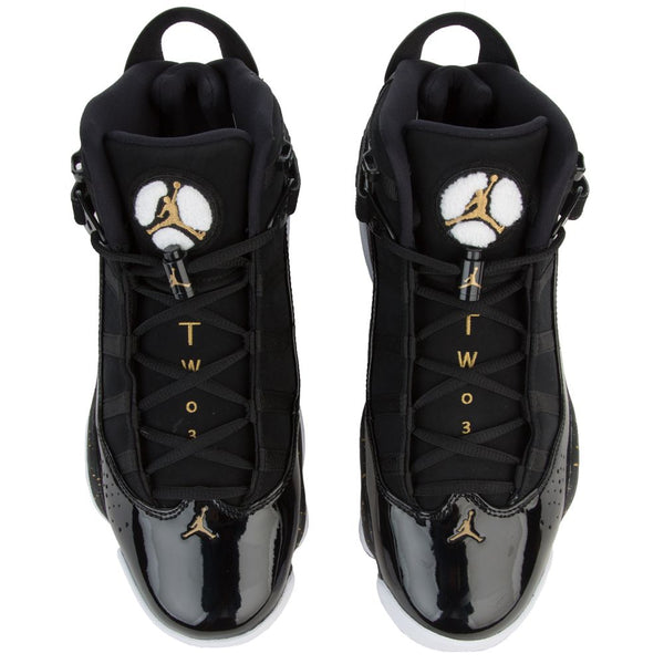 6 rings jordans black and gold