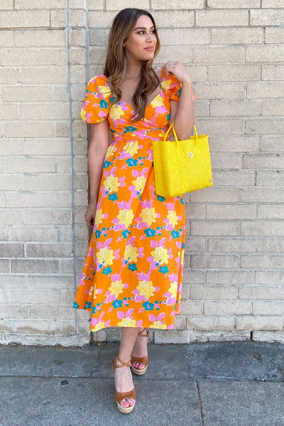 Quinn Orange Floral Dress
