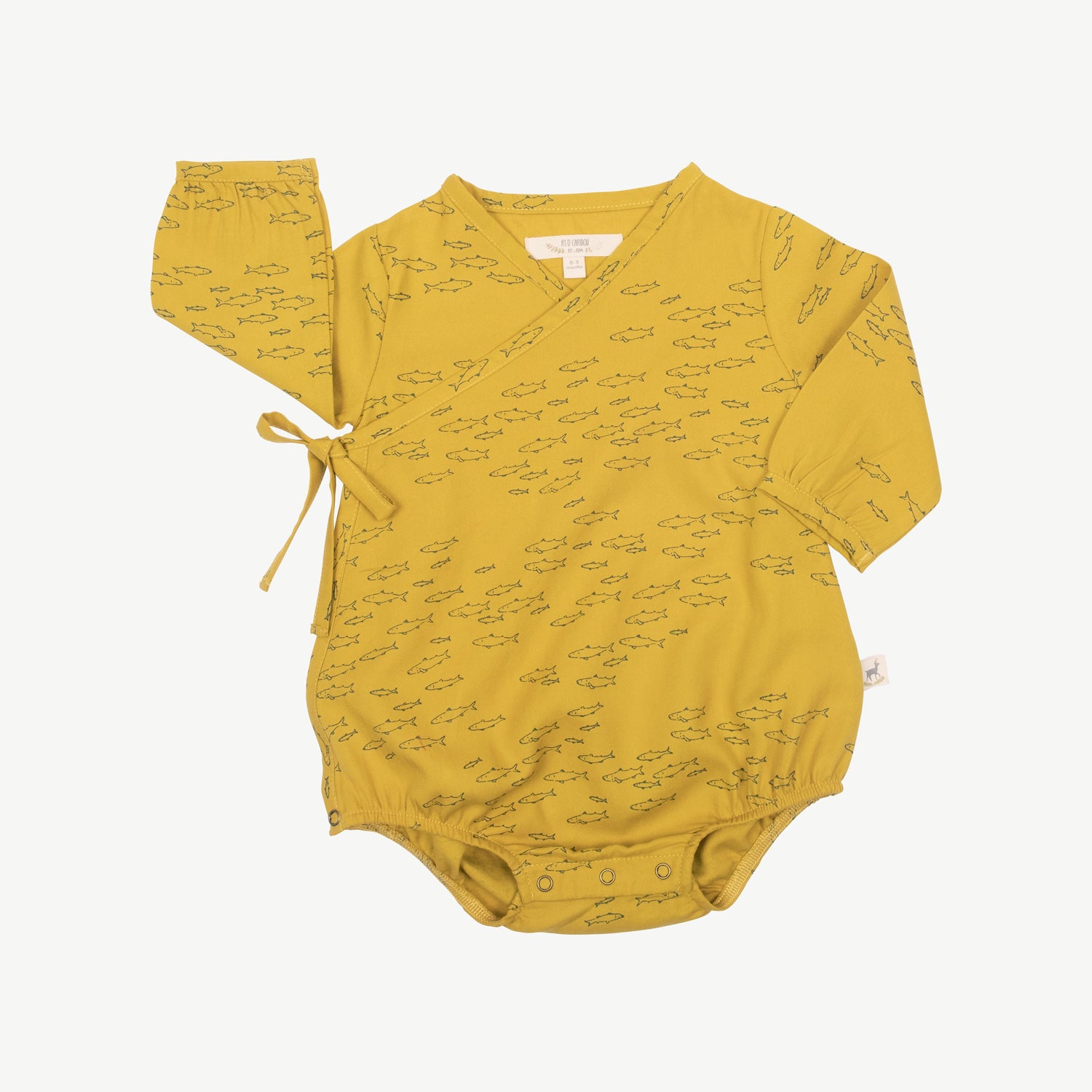 'schooling fish' mustard woven onesie – RED CARIBOU