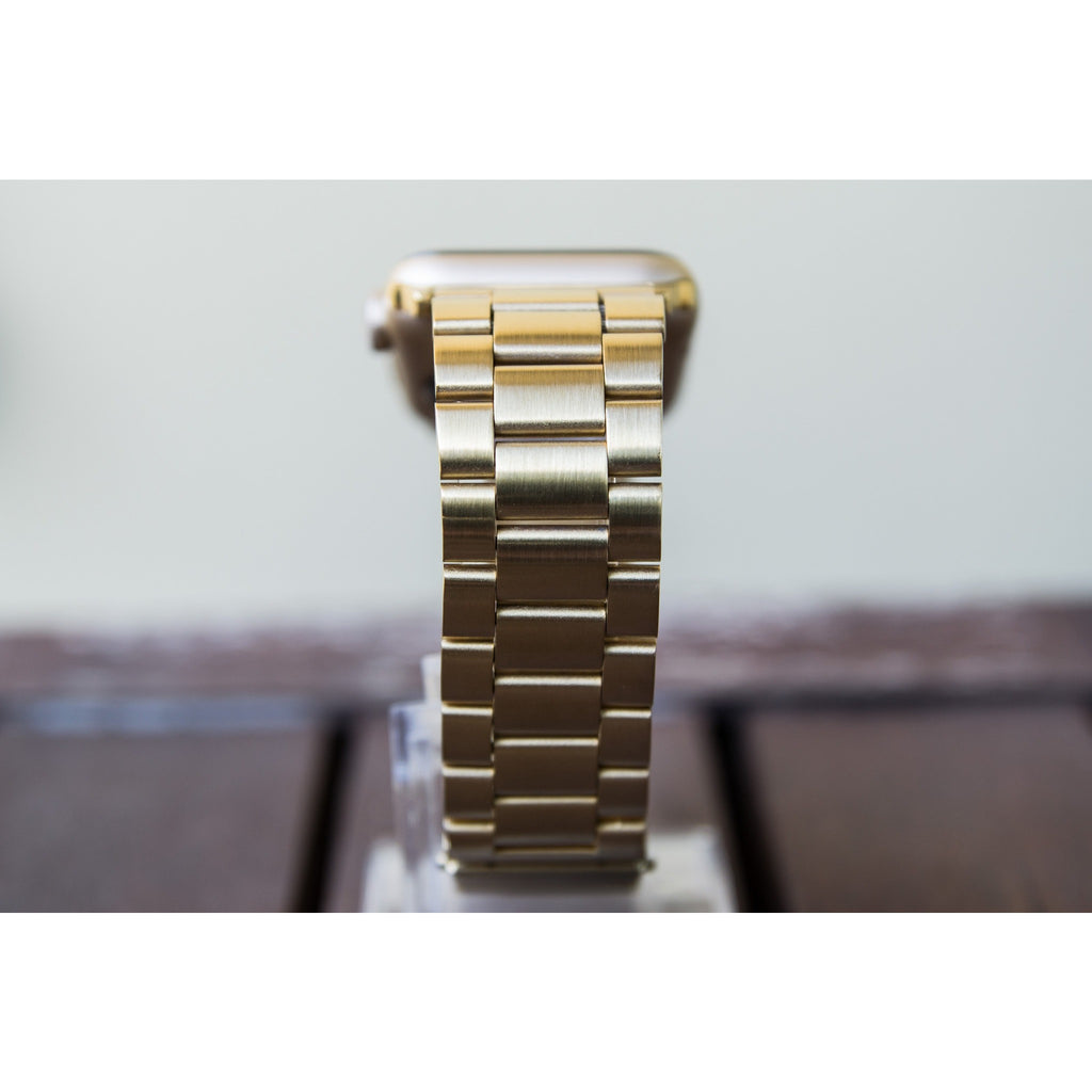 press play stainless steel apple watch band