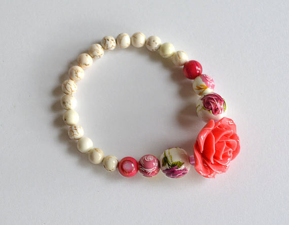 ROSE - Stretched Beads Bracelet, Romantic Gifts, handmade – Chakramoon ...