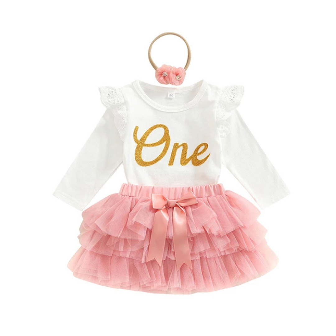 Birthday Girl "One" Tulle Long Sleeved Set