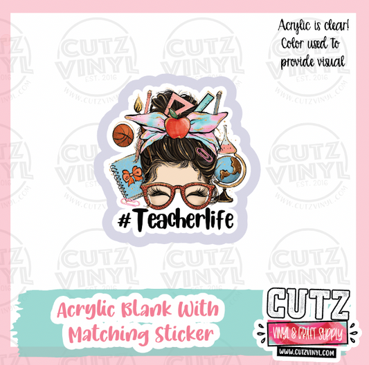 Nurse Life Bun - Acrylic Badge Reel Blank and Matching Sticker