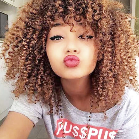 New Wtb Brown Mixed Blonde Kinky Curly Synthetic Short Afro Kinky