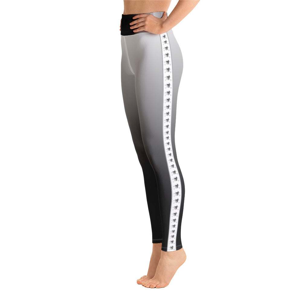 black and white striped yoga leggings