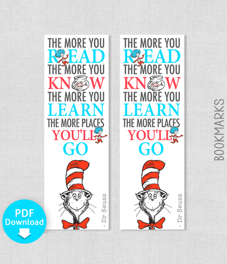 Printable Dr Seuss Bookmark The more that you read, the more you know ...