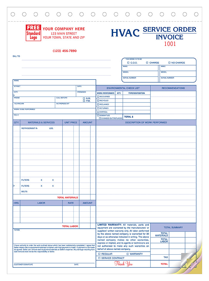 customizable hvac invoices