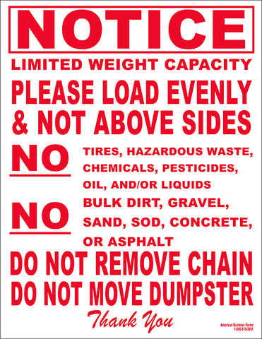 Limited Weight Capacity Sticker