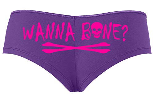 Knaughty Knickers Wanna Bone Want To Bone Halloween Fun Flirty Purple 