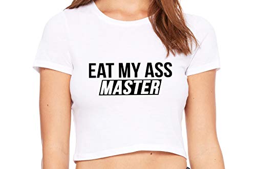 Knaughty Knickers Eat My Ass Master Lick It Submissive White Crop Tank Cat House Riot