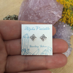 Triquetra Celtic Knot Earrings - Sterling Silver Studs - AlphaVariable