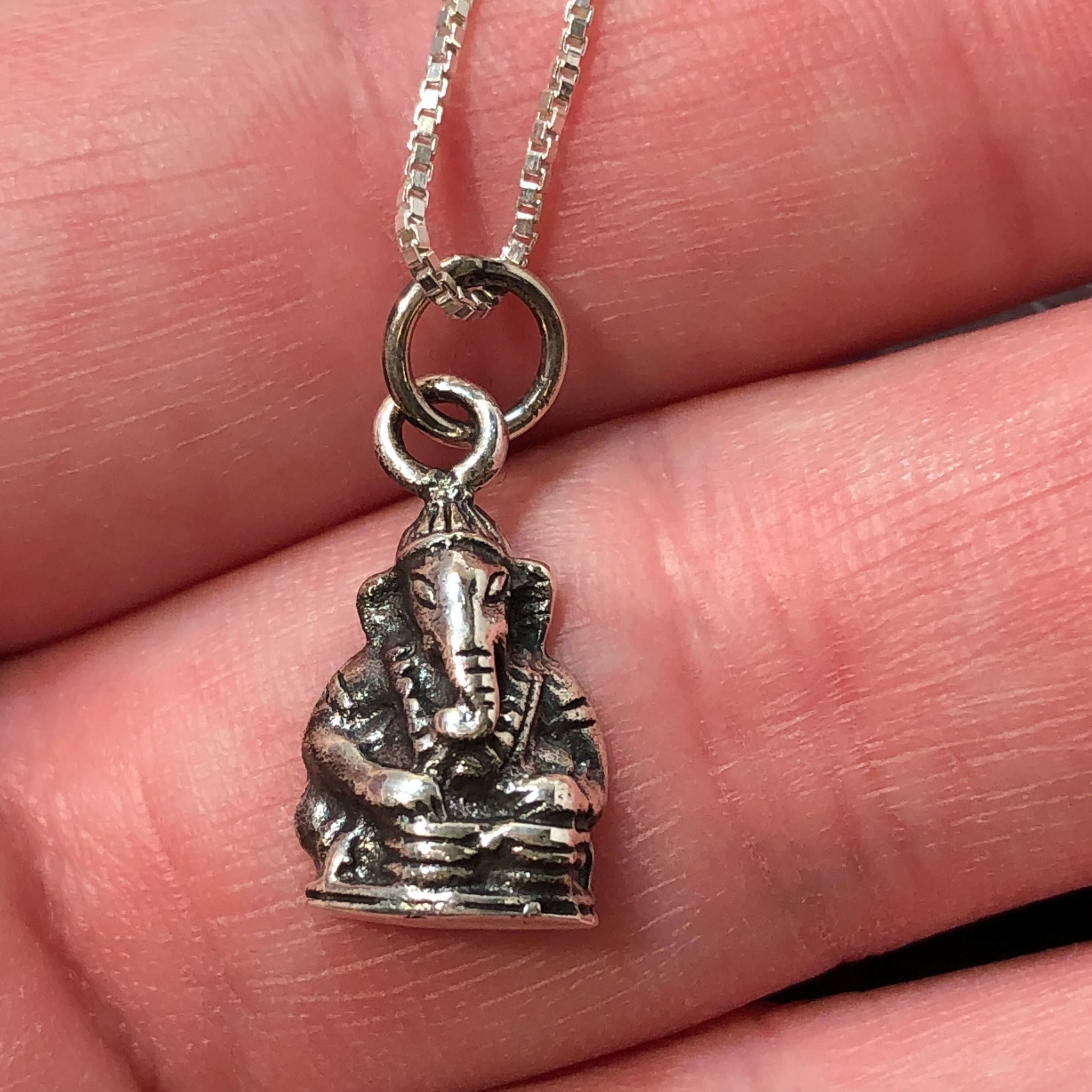 Ganesha Charm Necklace Sterling Silver AlphaVariable Jewelry