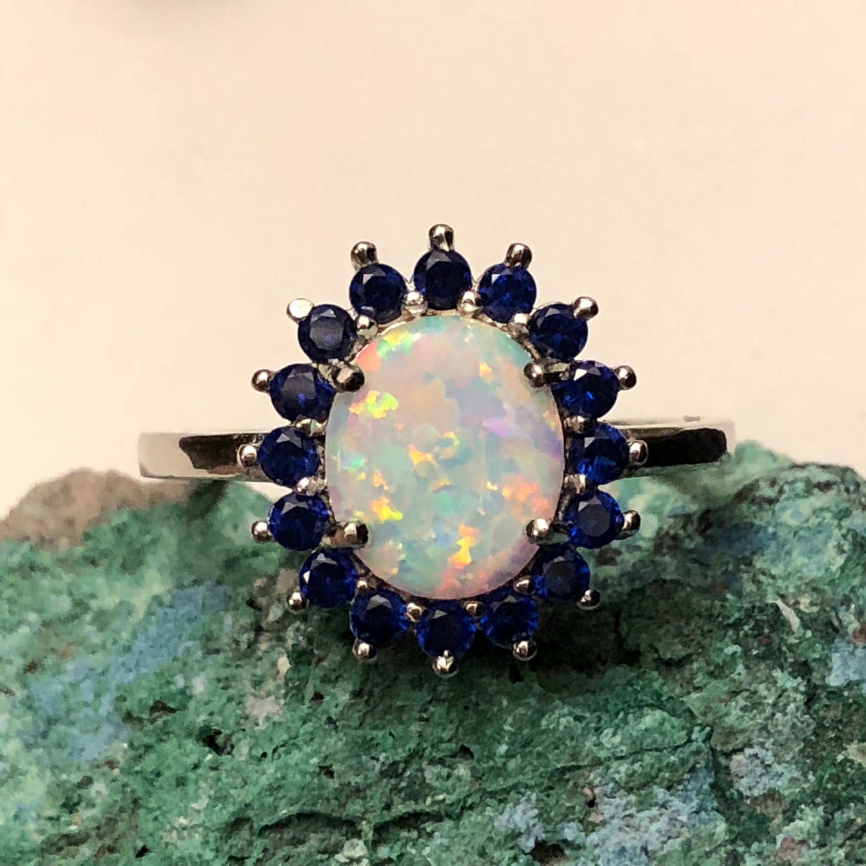 Opal Sapphire Ring in Sterling Silver by AlphaVariable