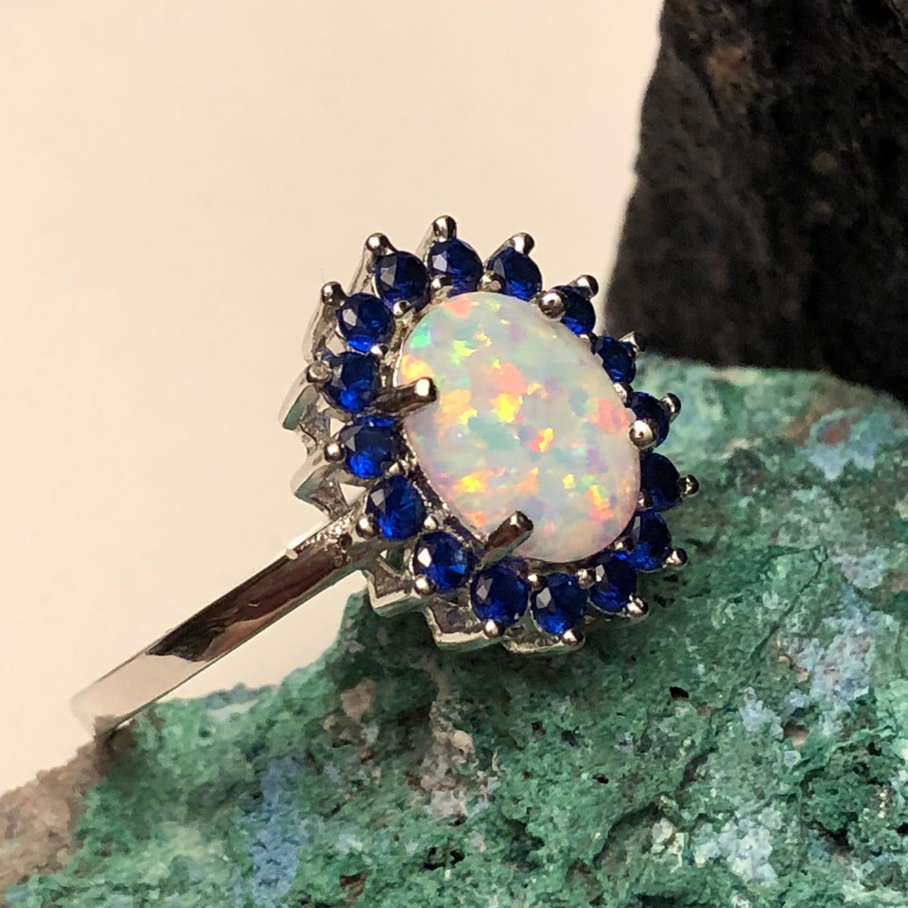 Opal Sapphire Ring in Sterling Silver by AlphaVariable