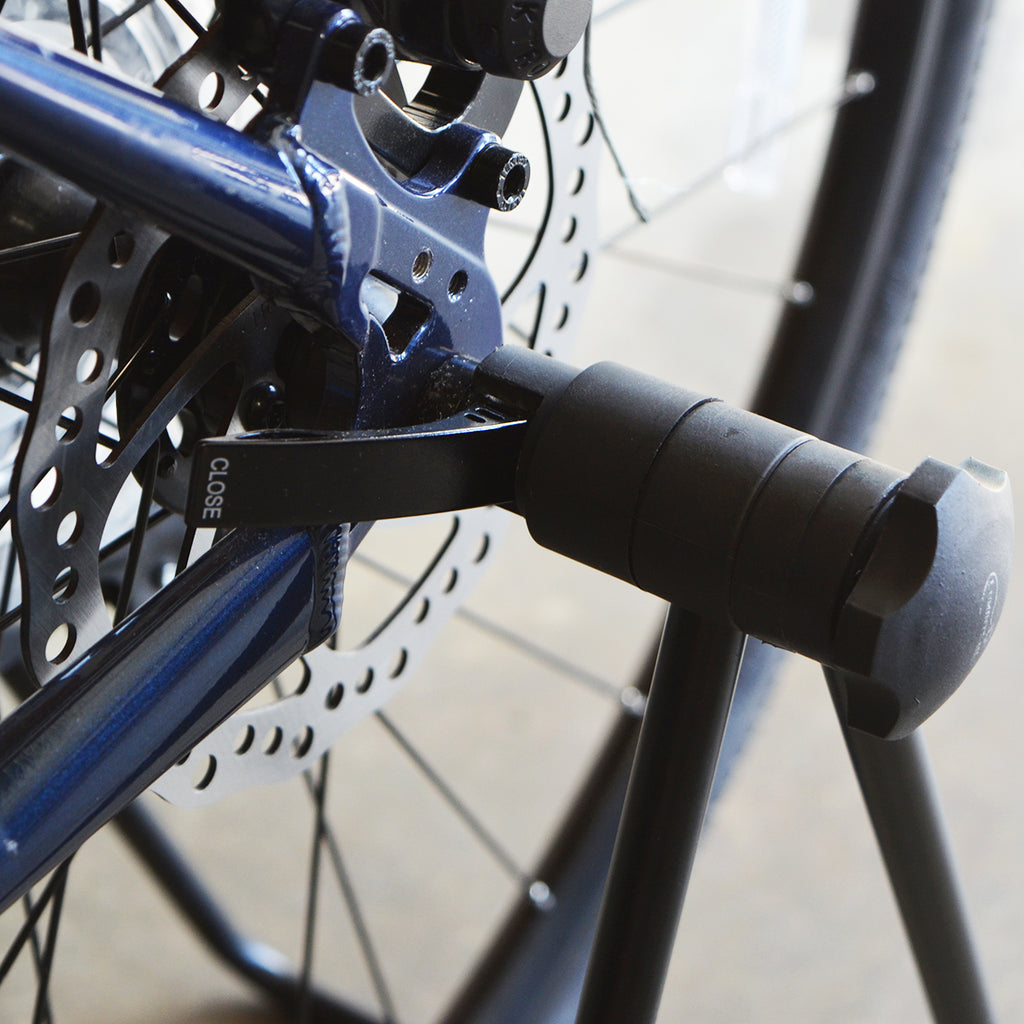 bicycle stands with rear wheel off