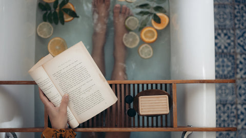 bathtub with book