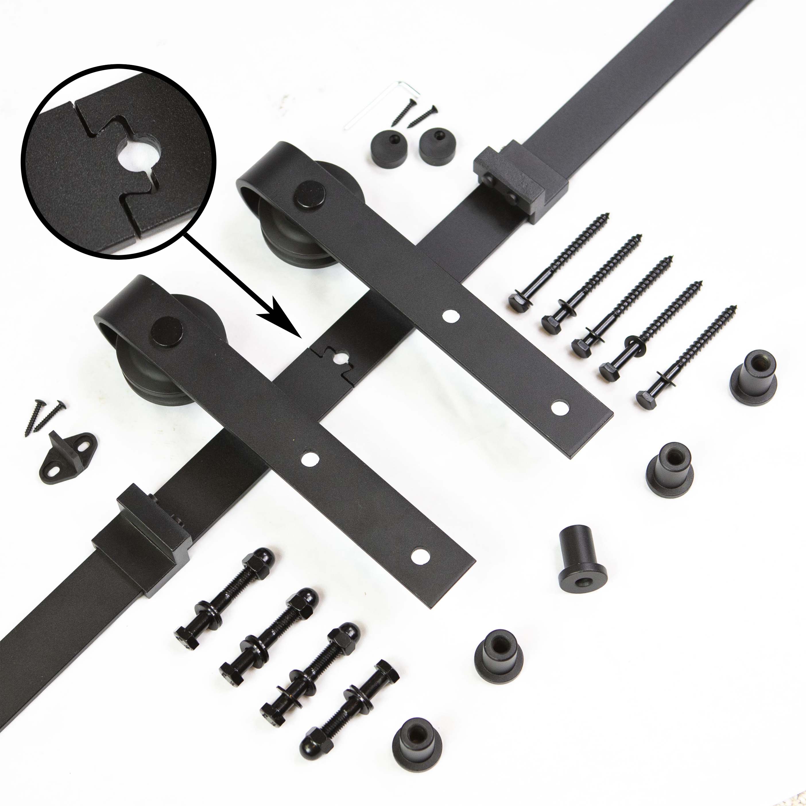 Bypass Black Steel Double Door Barn Door Hardware Kit Single Bypass