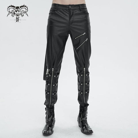 Men's Punk Zipper Faux Leather Pants