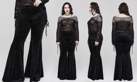 Women's Plus Size Gothic Strappy Jacquard Flared Pants