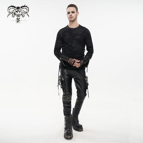 Pantalon en similicuir Punk à grandes poches pour hommes