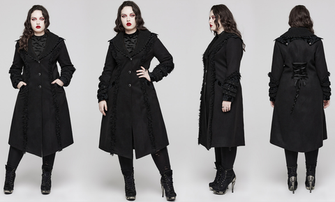 Manteau Gothique à Bretelles Fluffy Splice Grande Taille pour Femme