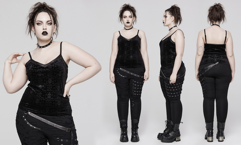 Punk-Tanktop mit Leopardenmuster in Kontrastfarbe für Damen in Übergröße