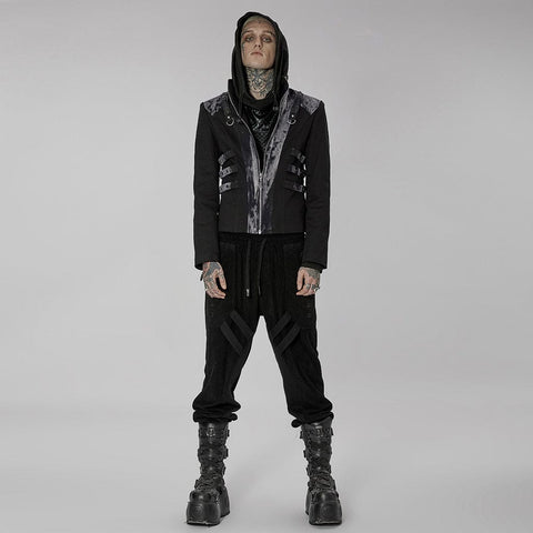 Men's Punk Stand Collar Tie-dyed Splice Coat