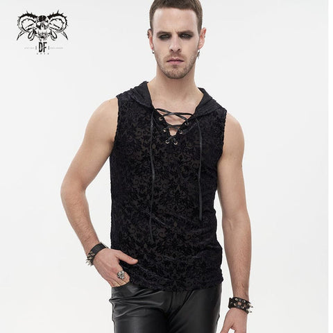 Herren Gothic Trägershirt mit Blumendruck und Kapuze