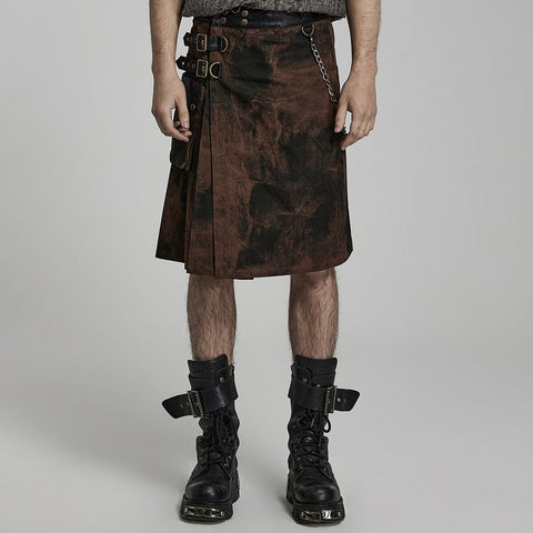 Kilt à boucle punk teint par nœuds pour hommes (taille ajustable)