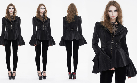Women's Gothic Ruffled Collar Flared Sleeved Jacket