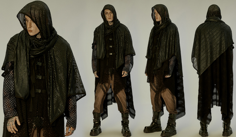 Men's Gothic Mesh Scarf with Hood