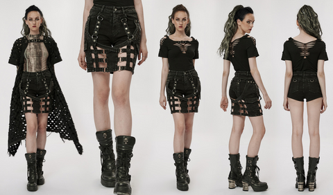 Punk Rave Women's Punk Distressed Detachable Skirt