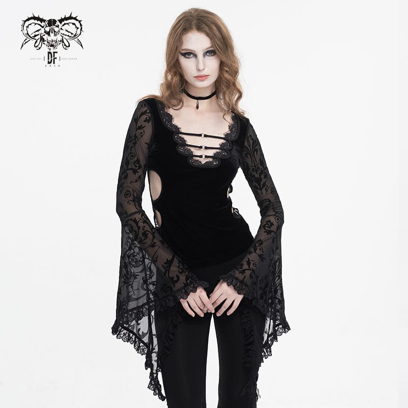 NCWSO Cute Gothic Clothes for Women Fashion Mesh Splice Strap Top