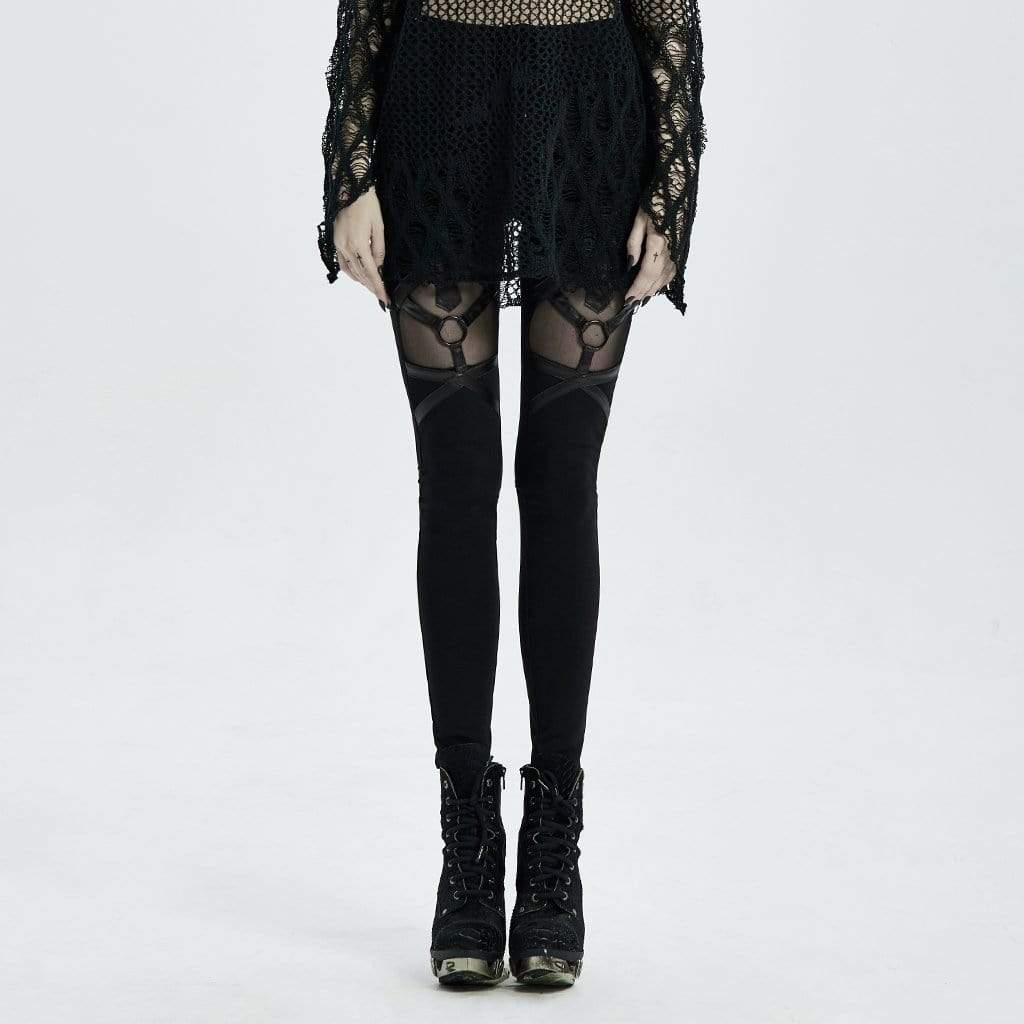 Vixxsin Slasher Ripped Holes Floral Lace Gothic Emo Punk Leggings  A-SLASHER-B - Fearless Apparel