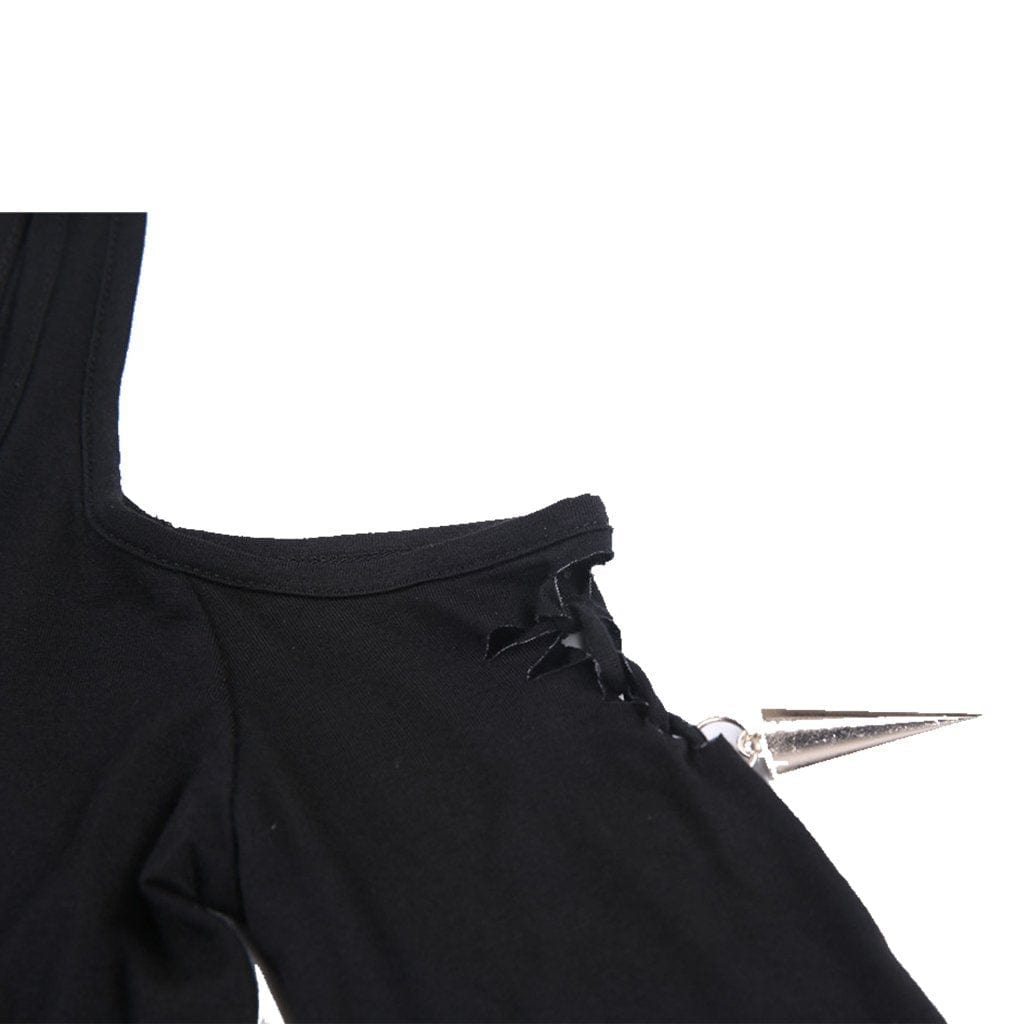 Women's Goth Layered Flare Sleeve Strappy Maxi Dress – Punk Design