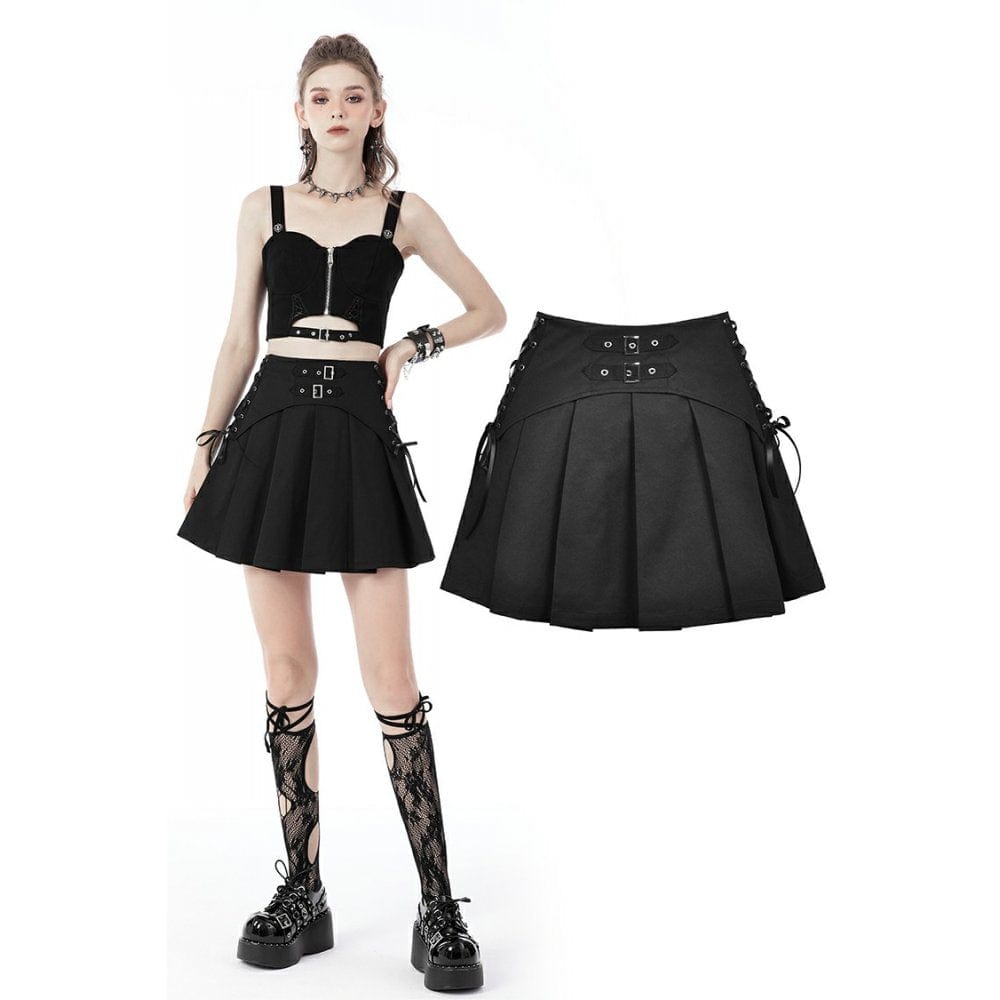 Women's Punk Rock Studded Net Hem Short Skirt – Punk Design