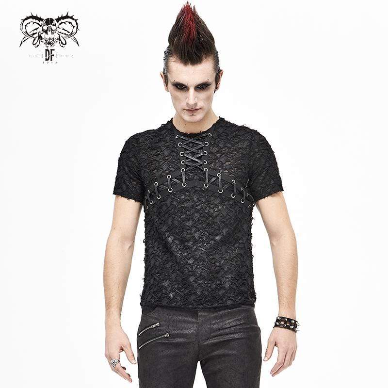 Men's Gothic Punk Irregular Ripped Black Hoodies – Punk Design