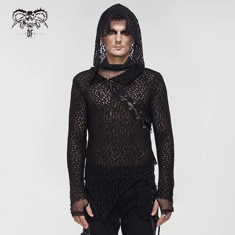 Men's Gothic Punk Irregular Ripped Black Hoodies – Punk Design