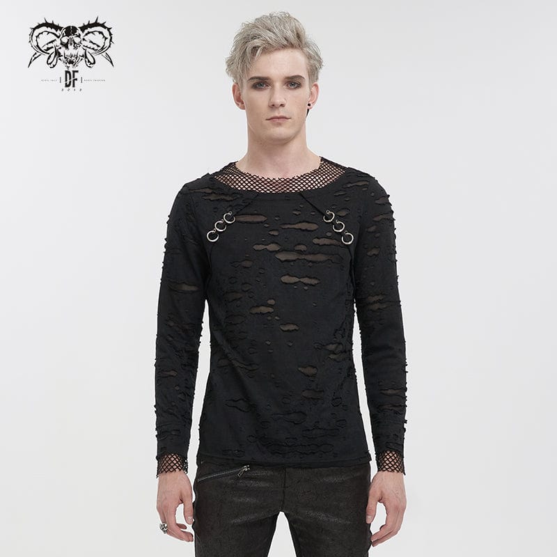Men's Punk Ripped Strap Mesh T-shirt – Punk Design