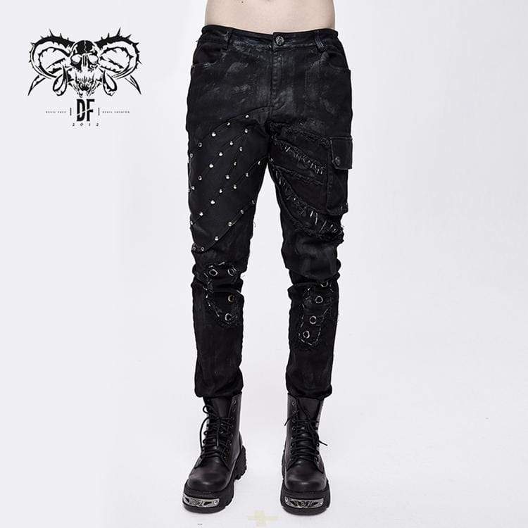 Men's Punk Lacing Straps Straight-leg Pants – Punk Design